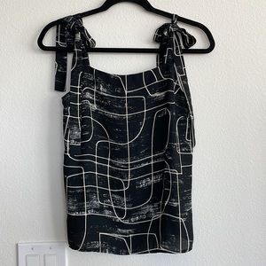 Mossimo Black And Beige Tied Up Chiffon Tank Top